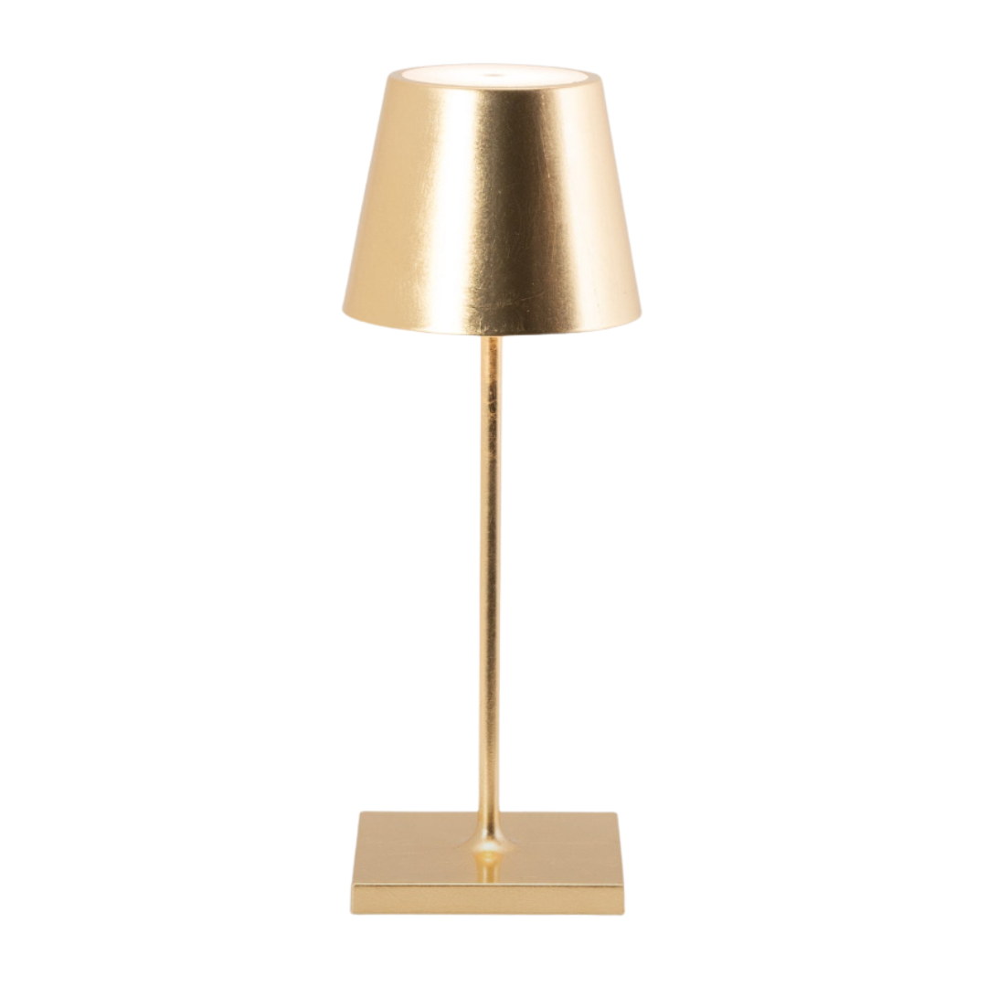 rechargable gold colored table lamp