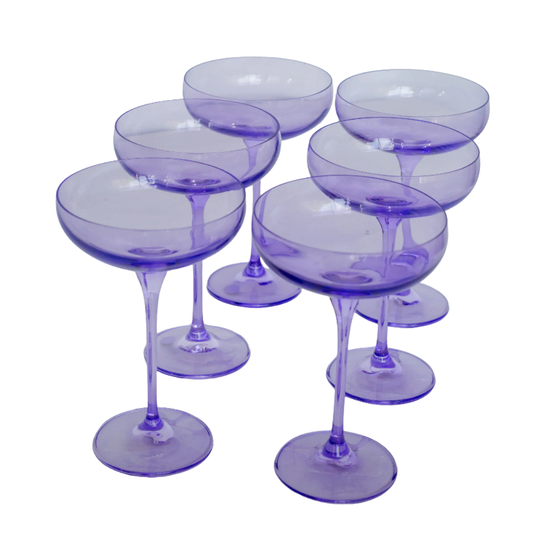 clear lilac colored wine glasses