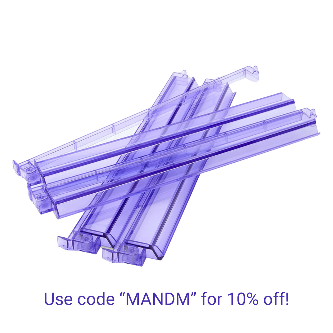 Clear lilac colored mahjong racks and pushers from Oh My Mahjong