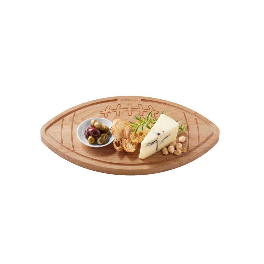 wooden football shaped serving tray
