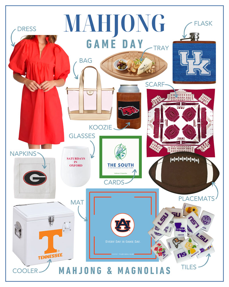 Game Day themed shoppable Mahjong collage from Mahjong & Magnolias