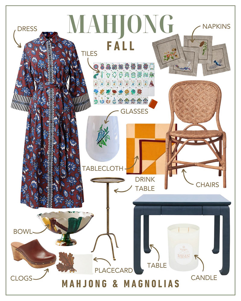 Fall themed shoppable Mahjong collage from Mahjong & Magnolias