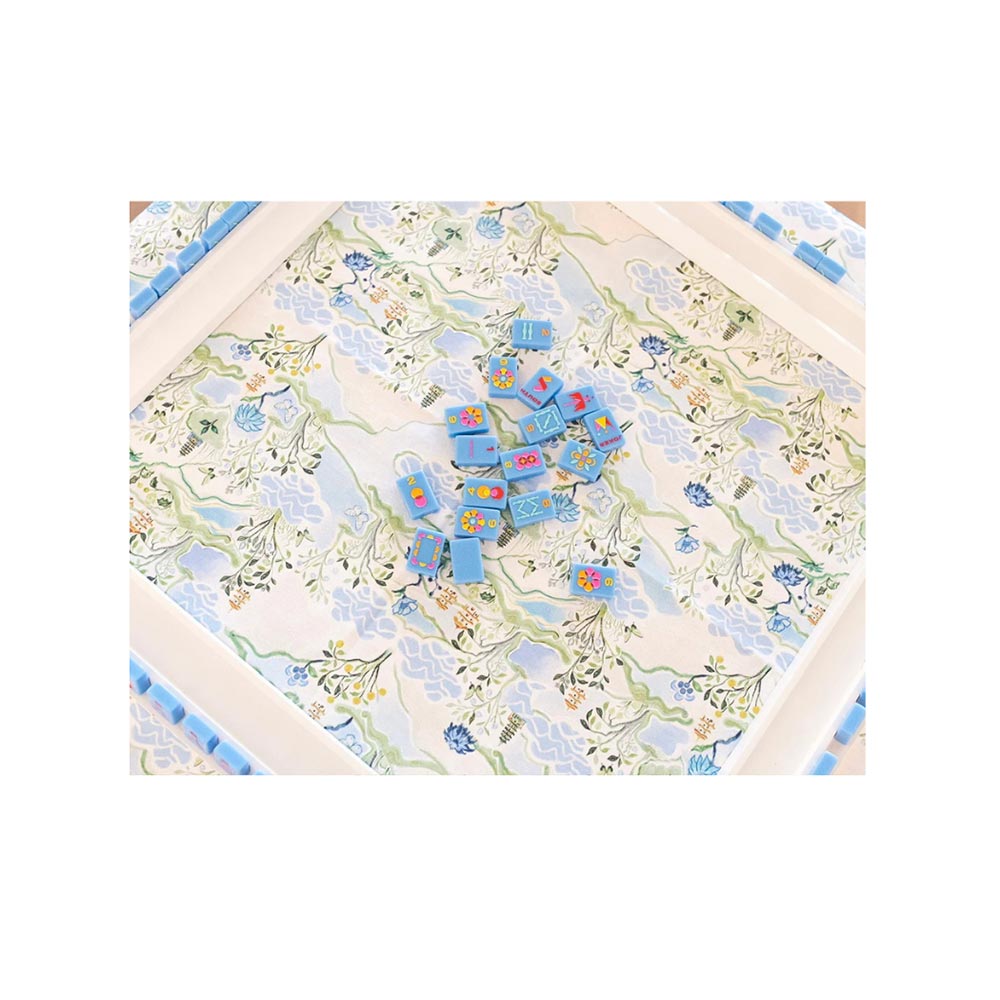 Francis Fields Blue Pagoda Mahjong Tablecloth