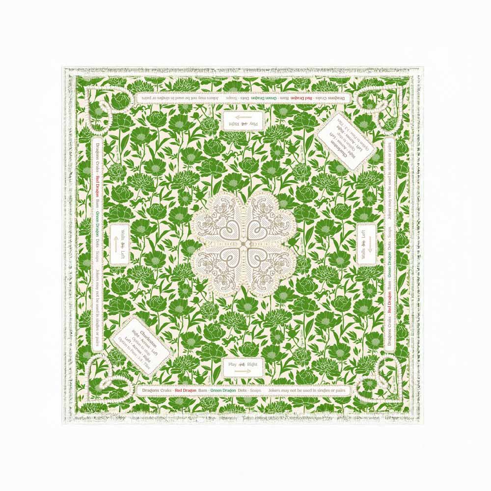 Tigre de Tartan Jade Peonies Mahjong Mat