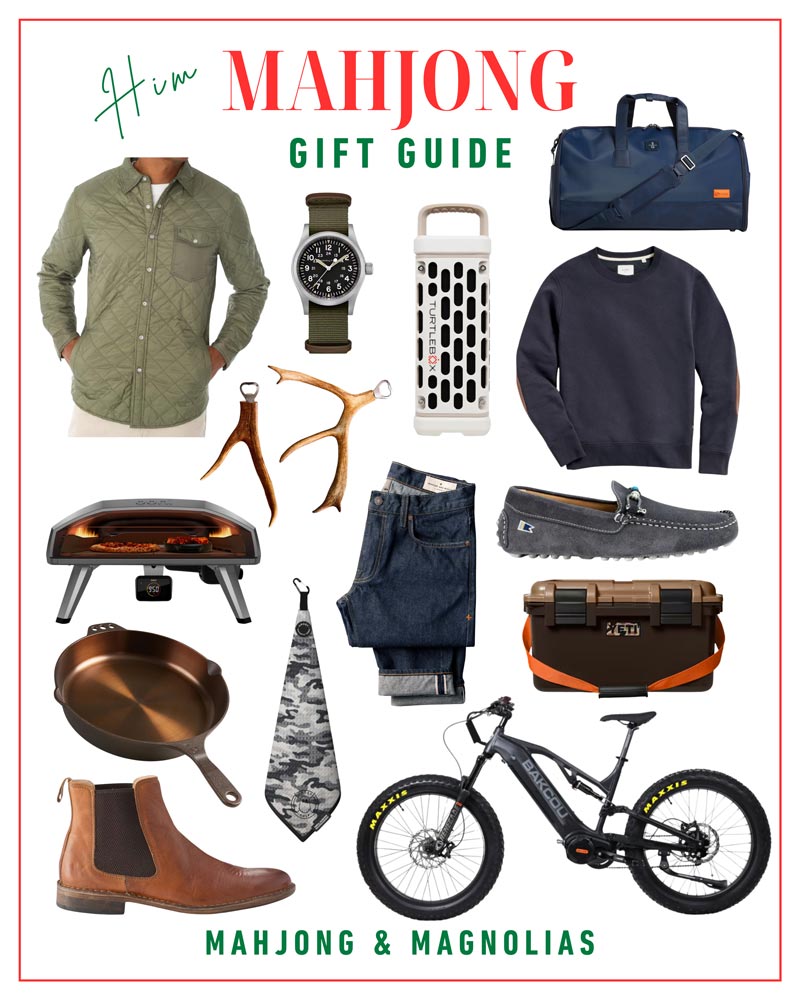 Mahjong themed shoppable gift guide collage from Mahjong & Magnolias