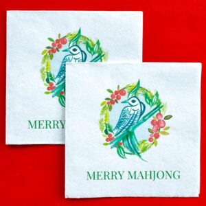 Merry Mahjong holiday themed napkins from Mahjong & Magnolias