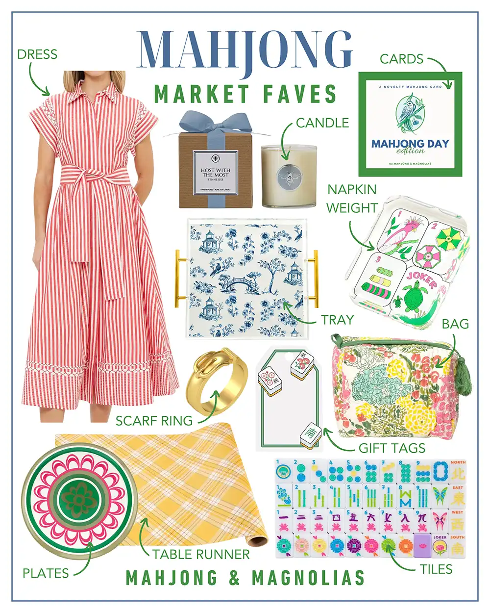 Mahjong themed Market Faves shoppable gift guide collage from Mahjong & Magnolias