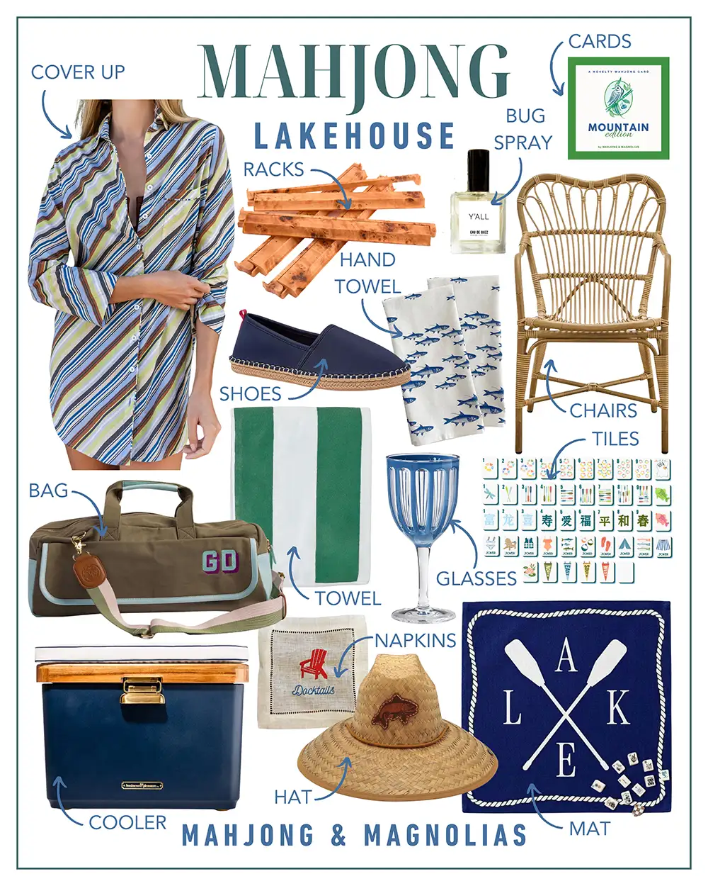 Mahjong themed Lakehouse shoppable gift guide collage from Mahjong & Magnolias
